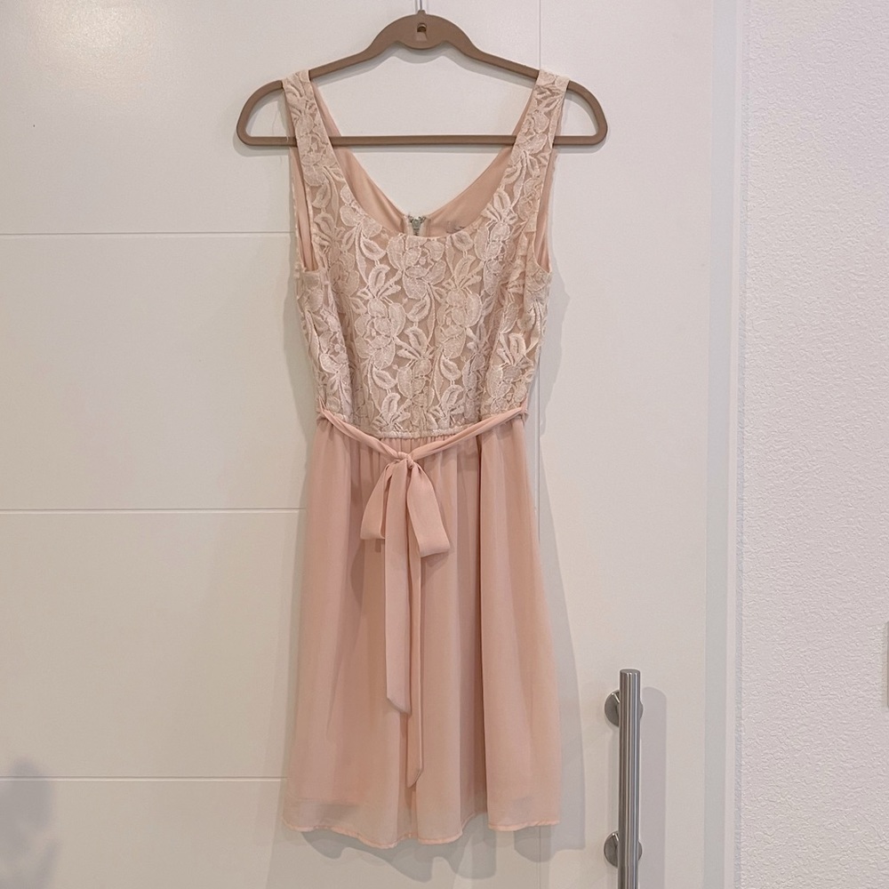 Forever21 Lace and Chiffon Dress in Blush Pink